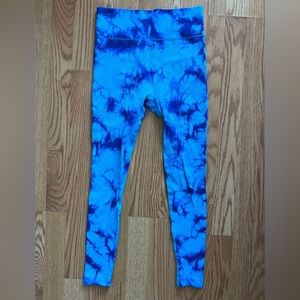 Blue Tie Die Ribbed Leggings, Small